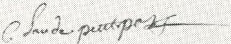 Excerpt of Claude Petitpas II’s signature  from a document at Website: The History and the Stories / L'Histoire Et Les Histoires - Le Centre D'Études Acadiennes de l'Université de Moncton